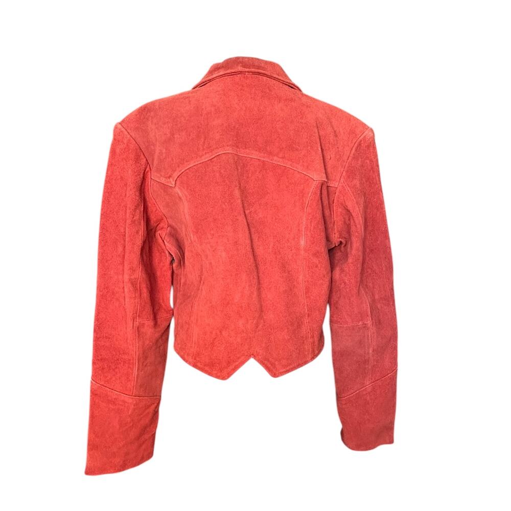 Vintage Cowboy Boot Suede Leather Cropped Western Blazer Jacket Boho Cowgirl - Picture 5 of 7